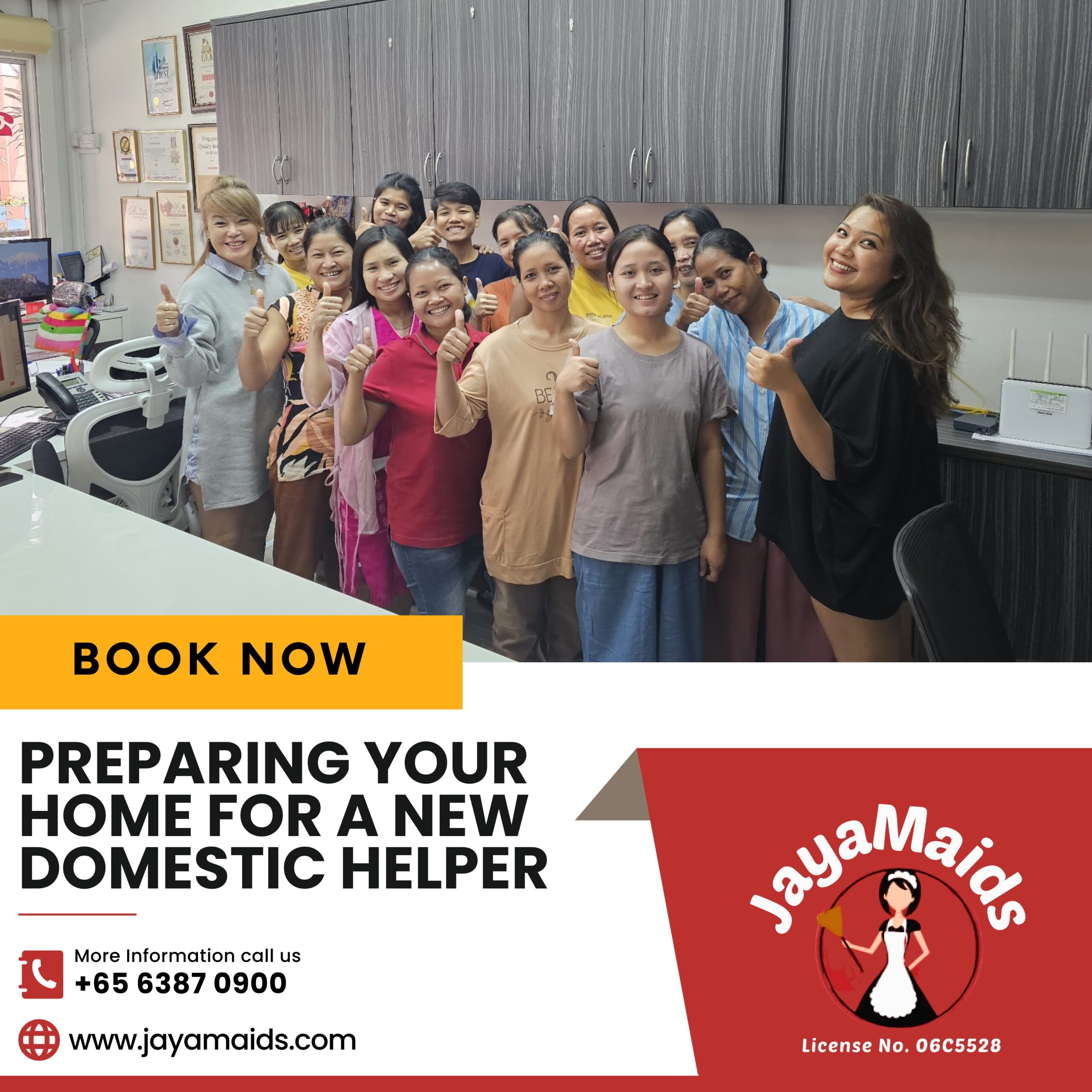 Poster of domestic helpers in jayamaids maid agency office